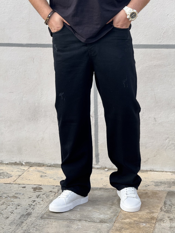 جین نیم بگ مشکی ساده