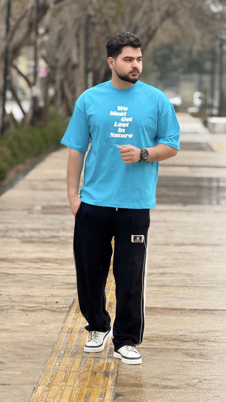 تیشرت پارچه ماکان رنگ آبی