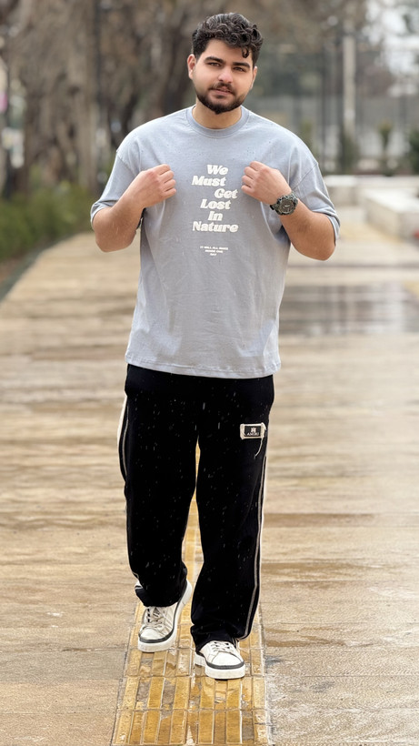 تیشرت پارچه ماکان رنگ طوسی