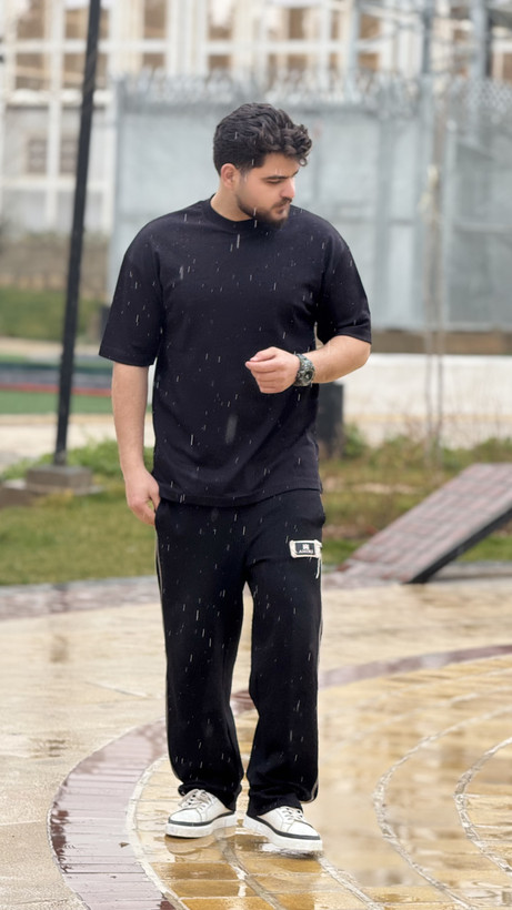 تیشرت پارچه ماکان ساده رنگ مشکی