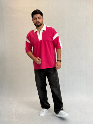 تیشرت نیم زیپ رنگ صورتی