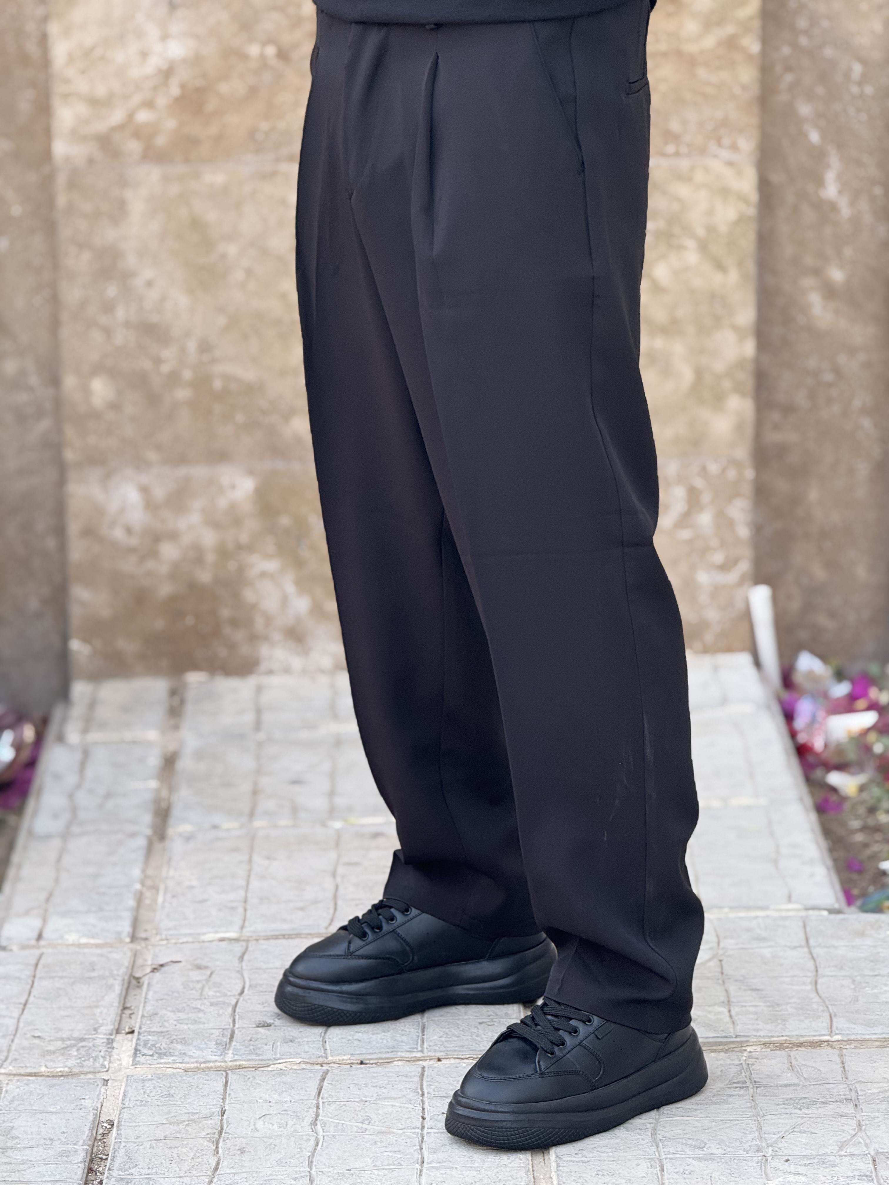 شلوار بگ اولد مانی پارچه مازراتی مردانه رنگ مشکی