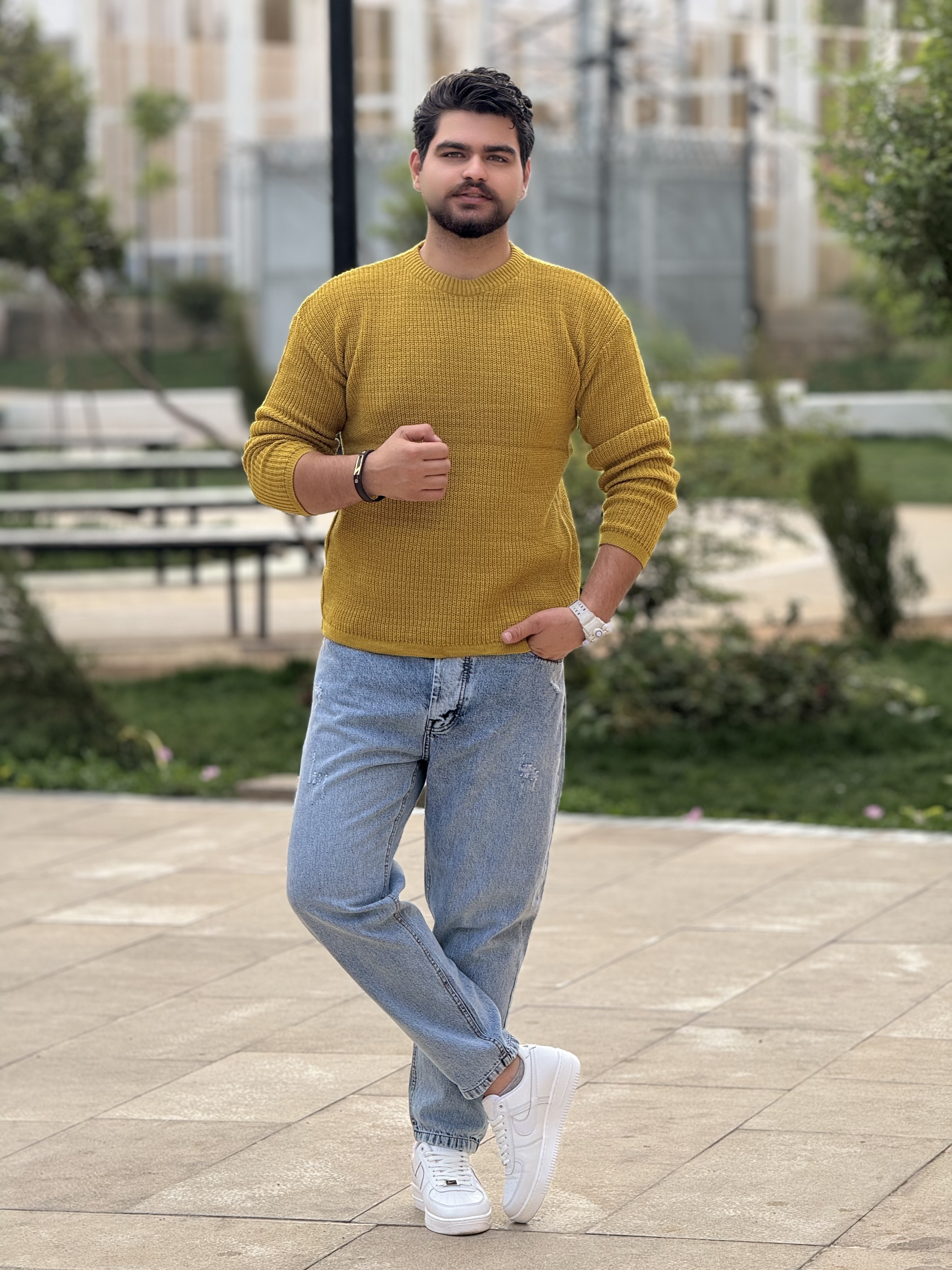 بافت پاییزه رنگ خردلی