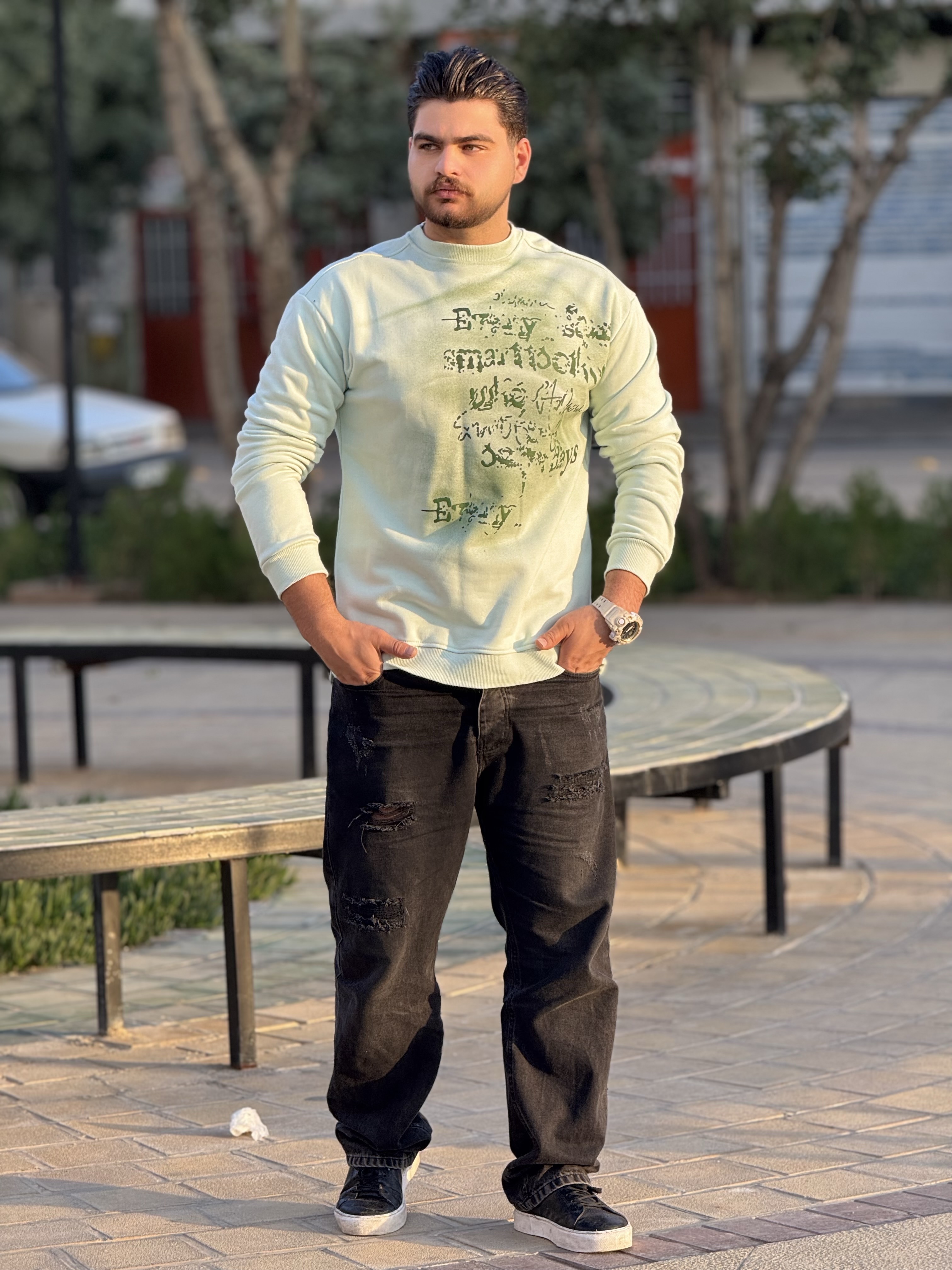 دورس سه نخ ترک طرح فونت پیسوله ای رنگ سبز پسته ای