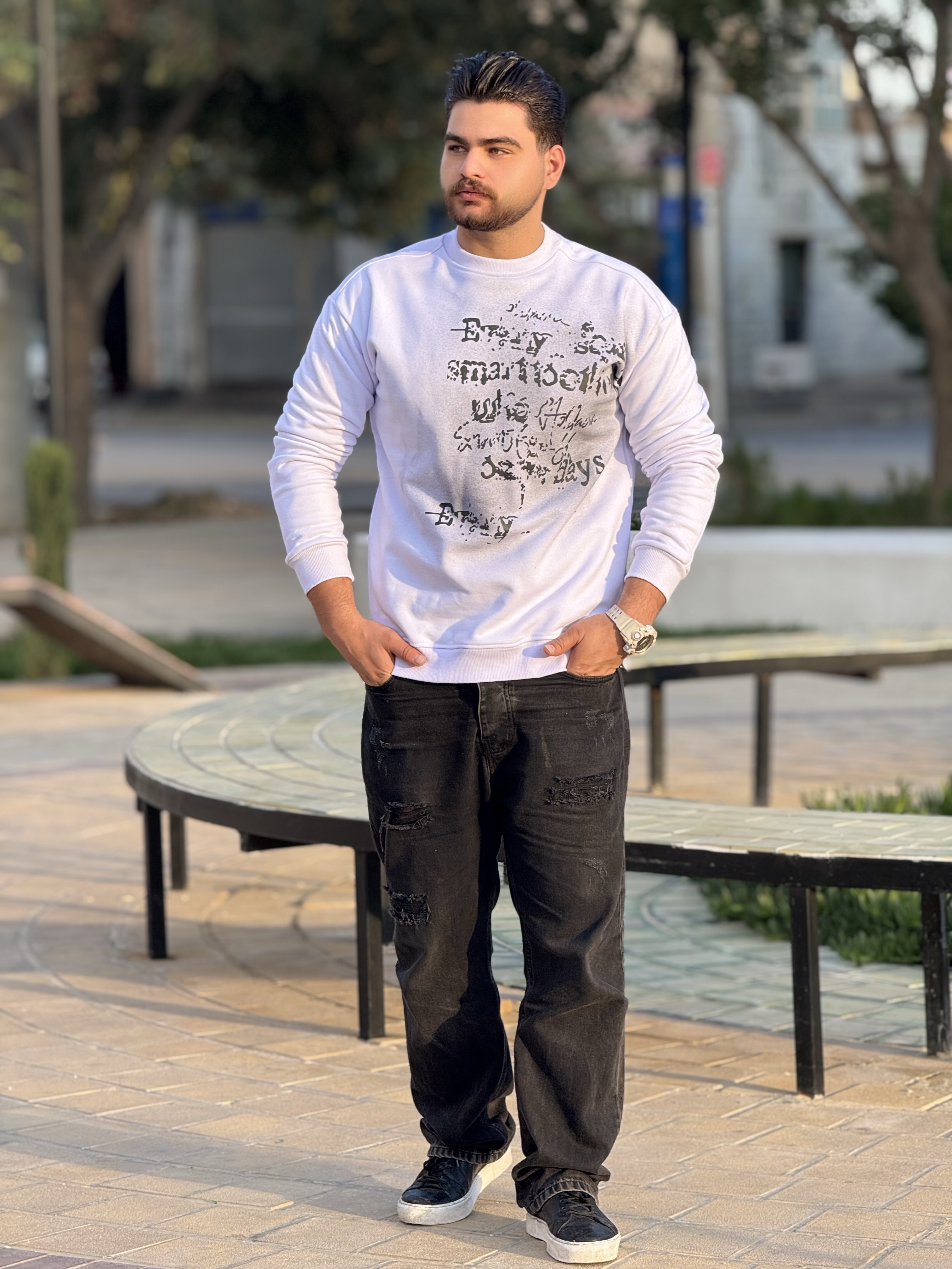 دورس سه نخ ترک طرح فونت پیسوله رنگ سفید