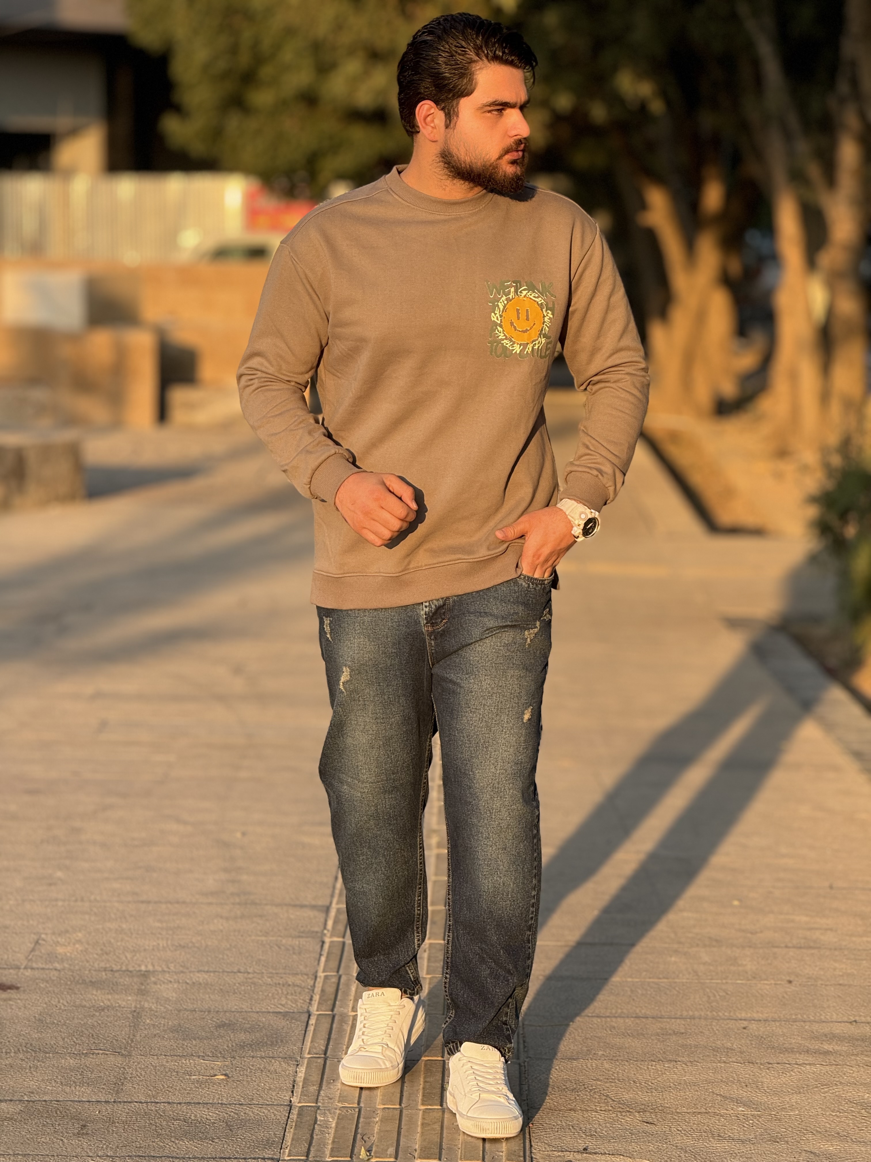 دورس سه نخ ترک طرح استیکر رنگ خاکی