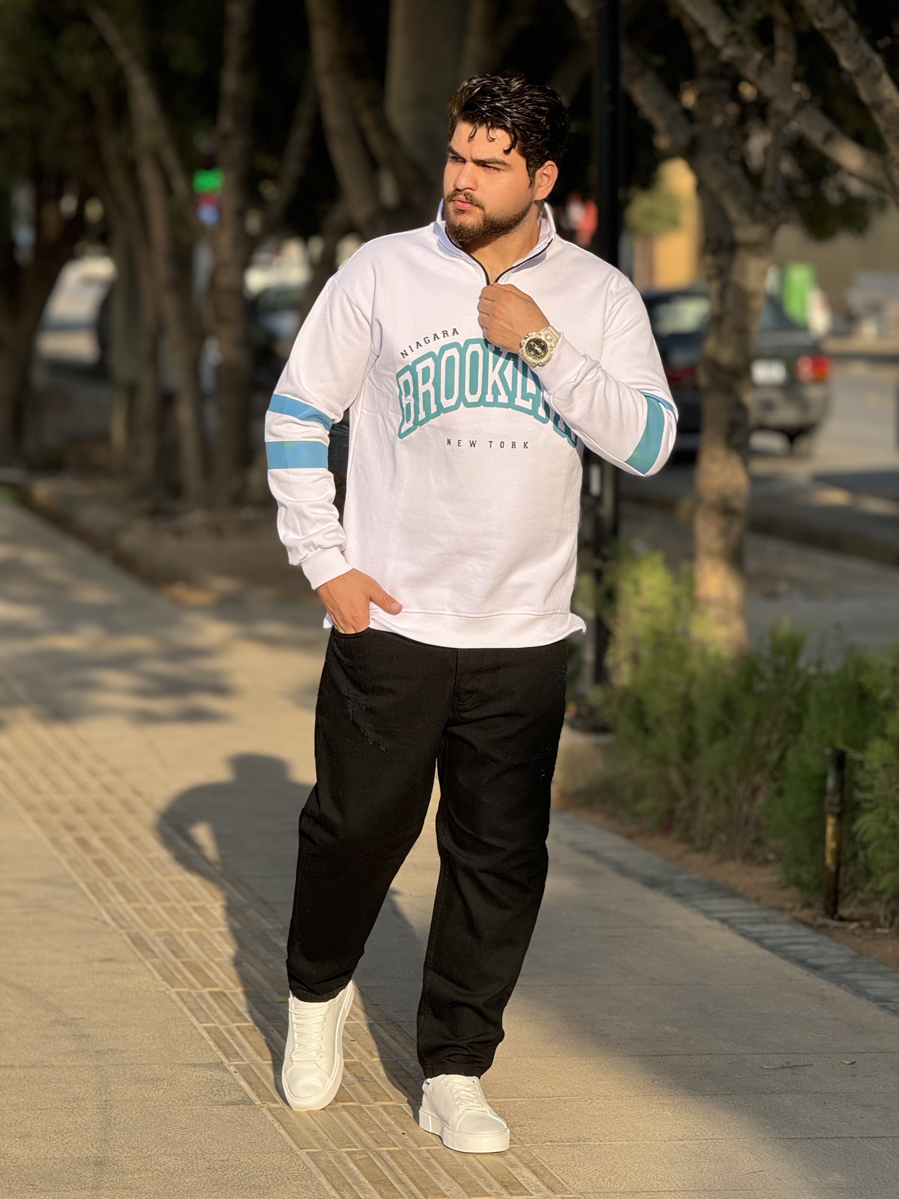 دورس نیم زیپ پارچه سه نخ ترک طرحBROOKLYN