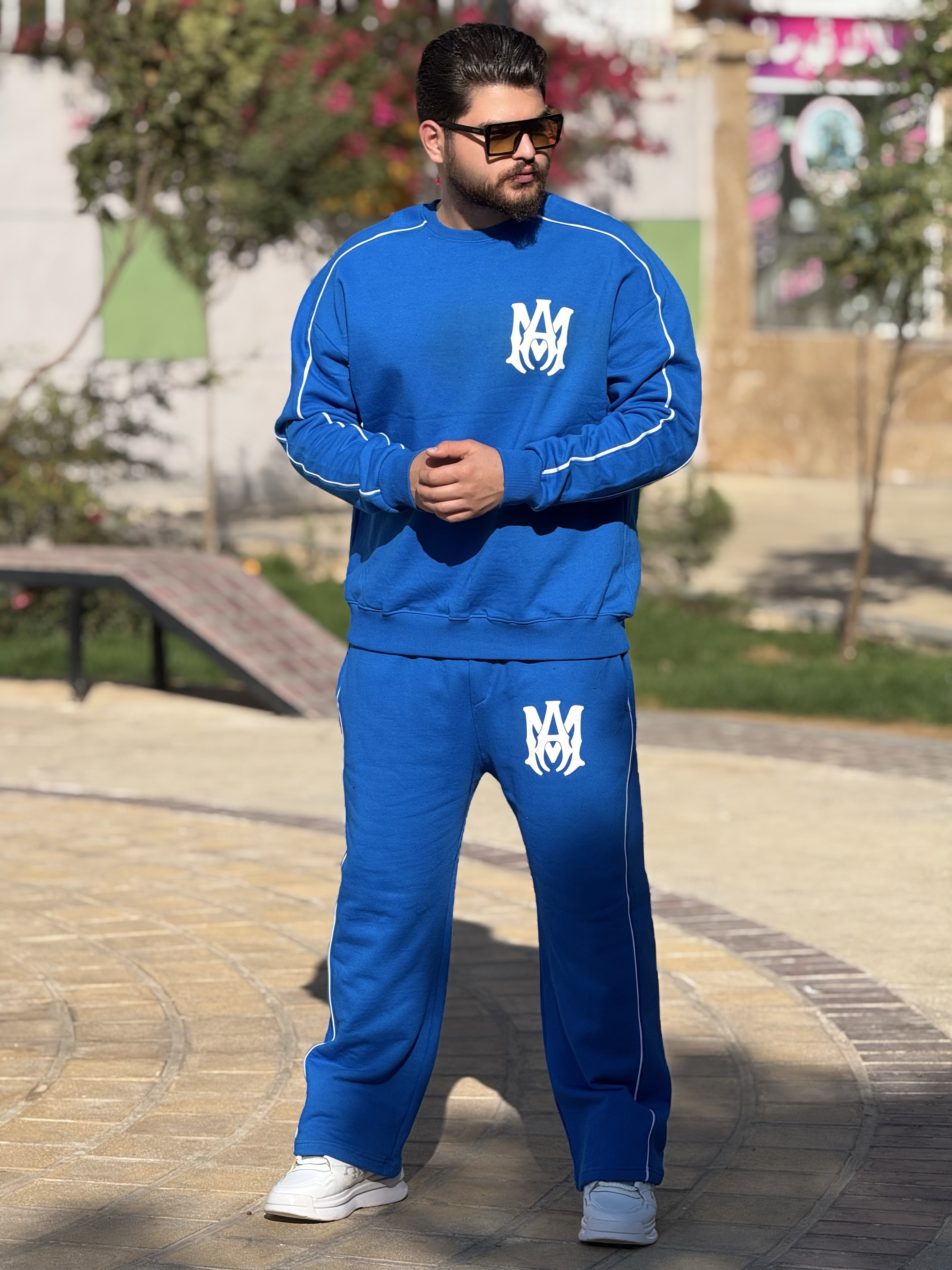 ست امیری پارچه دورس سه نخ رنگ آبی