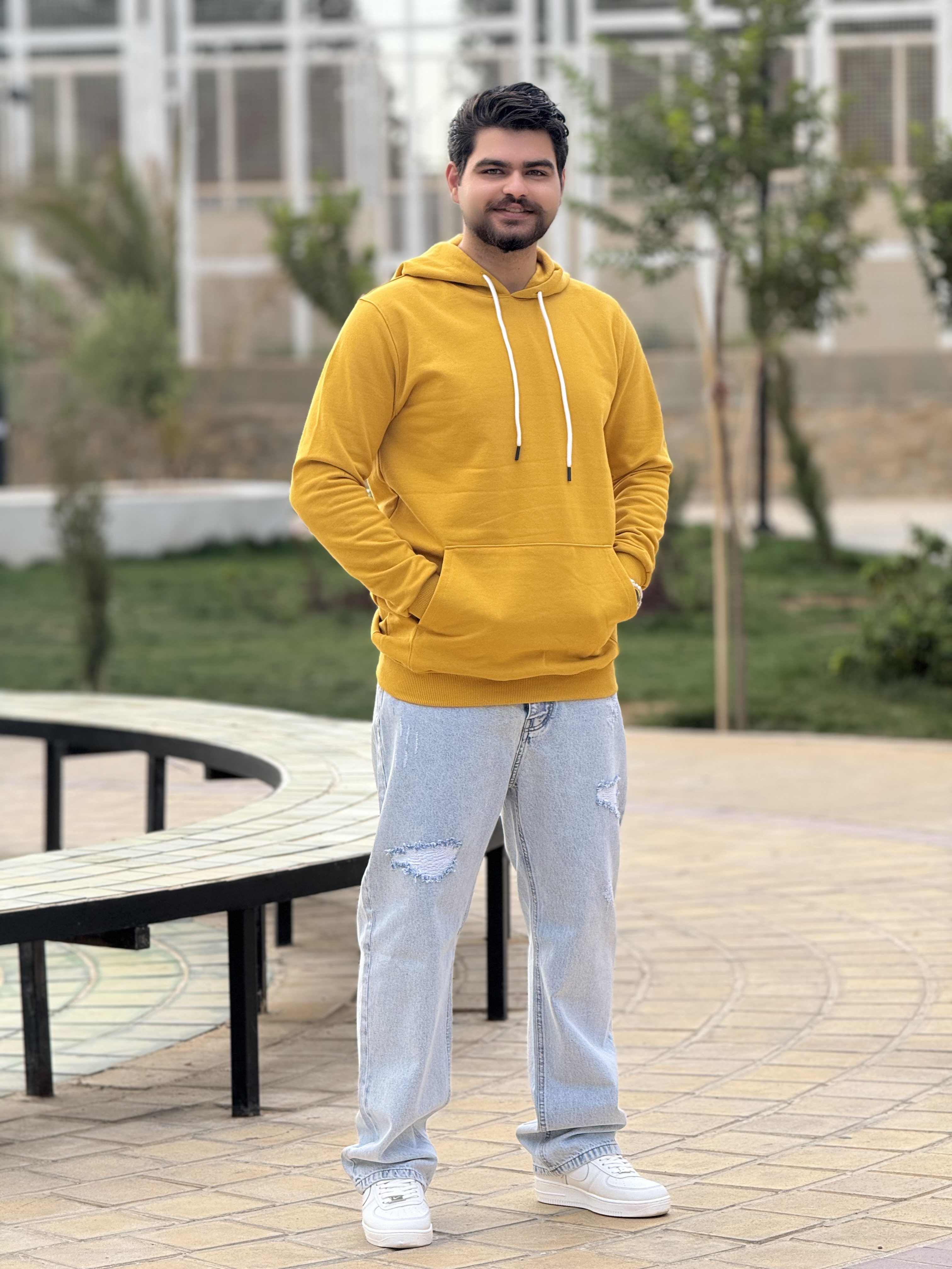 هودی سه نخ بیسیک رنگ خردلی