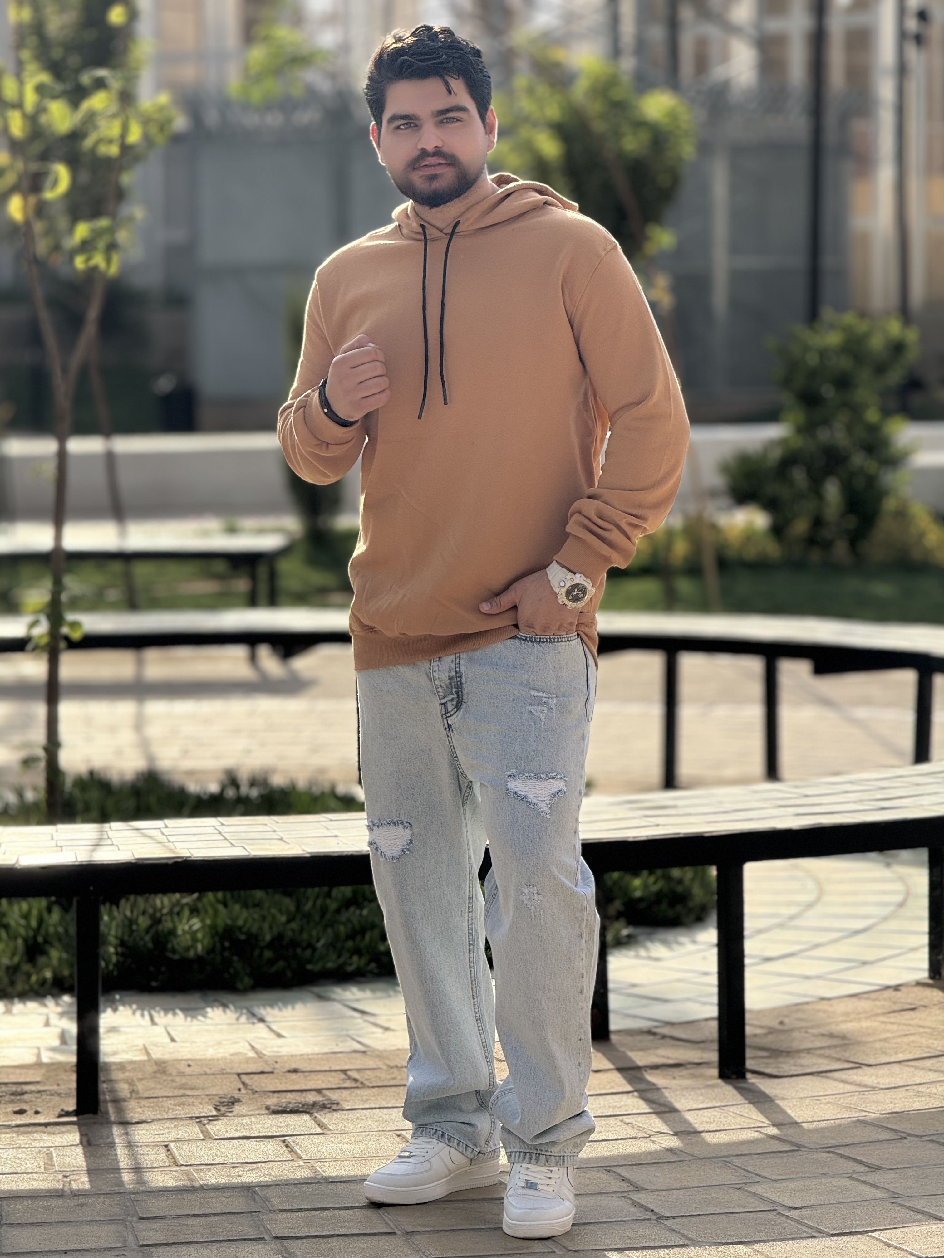 هودی سه نخ بیسیک رنگ شکلاتی