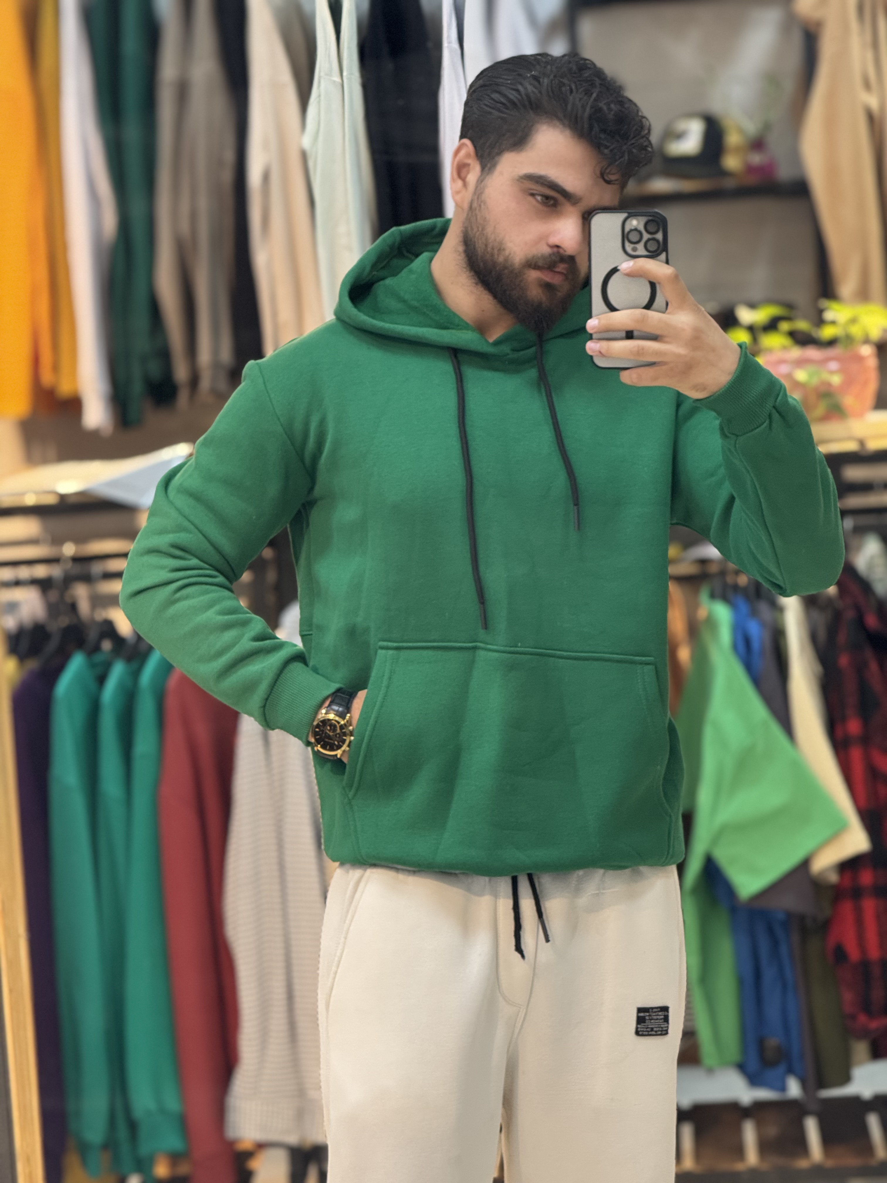 هودی سه نخ بیسیک رنگ سبز