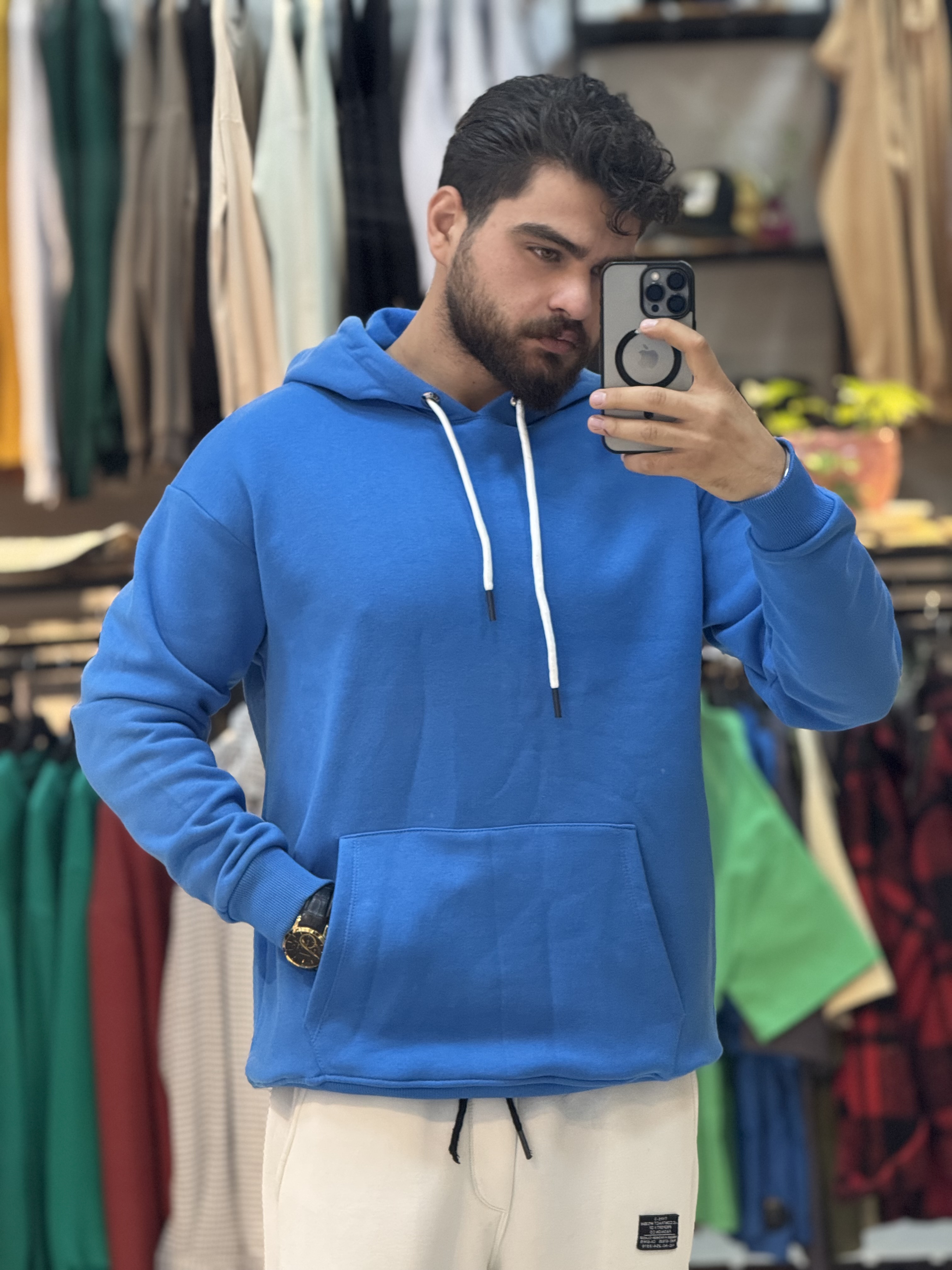 هودی سه‌نخ بیسیک رنگ آبی