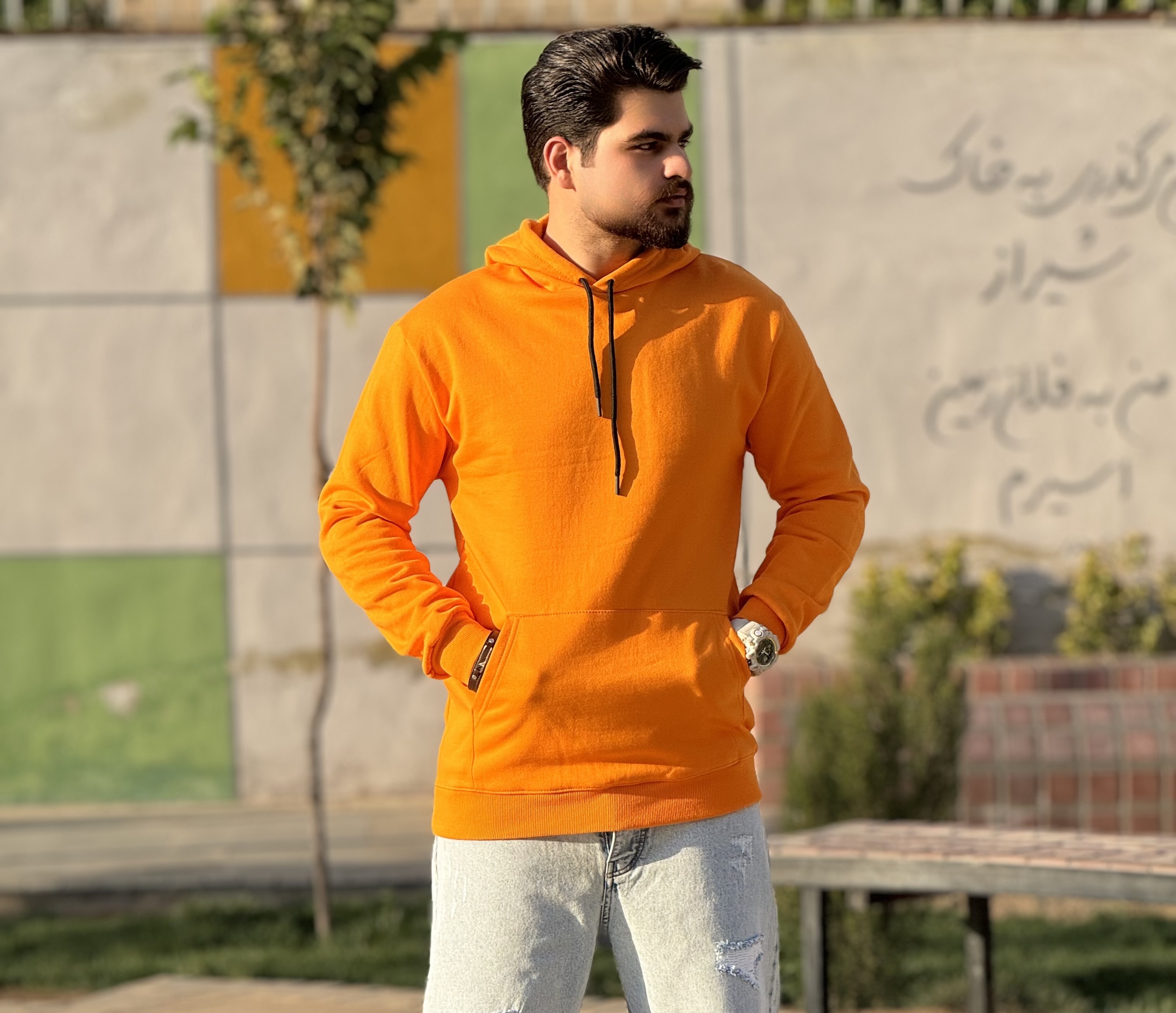 هودی سه نخ بیسیک رنگ نارنجی