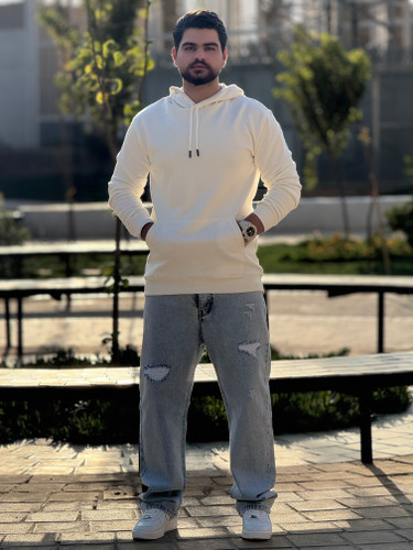 هودی سه نخ بیسیک رنگ سفید